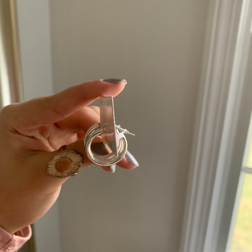 Chunky silver hoops - Picture 2 of 2